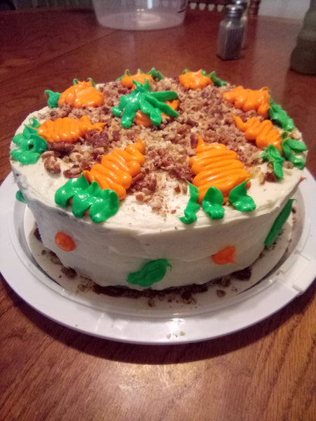Carrot cake with pecan topping